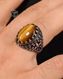 925 Ayar Gümüş Erkek Yüzüğü Kaplangözü Taşlı