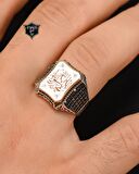 (La İlahe İllallah Muhammeden Resulullah ) Yazlı 925 Ayar Gümüş Erkek Yüzüğü Kelime-İ Tevhid 