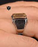 (La İlahe İllallah Muhammeden Resulullah ) Yazlı 925 Ayar Gümüş Erkek Yüzüğü Kelime-İ Tevhid 