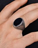 925 Ayar Gümüş Erkek Yüzüğü Oniks Taşlı