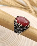 Gümüş Erkek Yüzük Akik Taşlı
