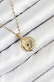 316L Çelik Zirkon Taşlı Ay Ve Güneş Model Gold Renk Kadın Kolye - PRT3500EB08771