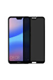 Huawei P20 Lite Siyah Gizlilik Filtreli Privacy Hayalet Ekran Koruyucu Yandan Bakıldığında Görünmez