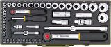 Proxxon 23040 1/4-1/2’’ Cırcır Kollu 56 Parçalı Lokma ve Bits Takımı