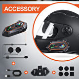 2 ADET Y20 2X 1000m Telsiz Mesafeli Özellikli 2 Kişi Bağlantılı Bluetooth Kask Kulaklık Ekranlı Fenerli Mü
