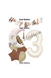 Sevimli Ayıcık Krem Renk Rakam Balon Set 3 Yaş Ay Dede Uyuyan Ayıcıklı Happy Birthday Balon Set