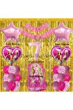 Barbie Balon Set 7 Yaş Barbie Konsept Doğum Günü Parti Balon Set Barbie Tema Doğum Günü