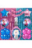 Frozen Elsa Balon Set 1 Yaş Karlar Ülkesi Frozen Elsa Pembe Konsept Doğum Günü Parti Balon Set