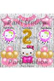 Hello Kitty Balon Set 1 Yaş Hello Kitty Sevimki Kedi Konsept Altın Rakam Doğum Günü Parti Balon Set