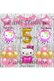 Hello Kitty Balon Set 1 Yaş Hello Kitty Sevimki Kedi Konsept Altın Rakam Doğum Günü Parti Balon Set
