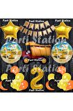 İnşaat Konsept Kamyon Balon Set 2 Yaş Siyah İnşaat Tema Kamyon Doğum Günü Balon Set