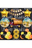 İnşaat Konsept Kamyon Balon Set 8 Yaş Siyah İnşaat Tema Kamyon Doğum Günü Balon Set
