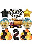 İnşaat Konsept Kamyon Balon Set 2 Yaş İnşaat Tema Kamyon Tema Doğum Günü Balon Set