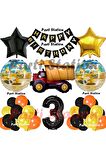 İnşaat Konsept Kamyon Balon Set 3 Yaş İnşaat Tema Kamyon Tema Doğum Günü Balon Set