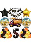 İnşaat Konsept Kamyon Balon Set 5 Yaş İnşaat Tema Kamyon Tema Doğum Günü Balon Set