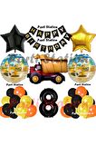 İnşaat Konsept Kamyon Balon Set 8 Yaş İnşaat Tema Kamyon Tema Doğum Günü Balon Set