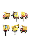 Inşaat Folyo Balon Kamyon Parti Konsepti Kamyon, Vinç, Kepçe, Mixer, , Dozer, Forklift Küçük Boy