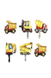 Inşaat Folyo Balon Kamyon Parti Konsepti Kamyon, Vinç, Kepçe, Mixer, , Dozer, Forklift Küçük Boy