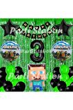 Minecraft Balon Set 3 Yaş Minecraft Oyun Yeşil Konsept Doğum Günü Parti Balon Set