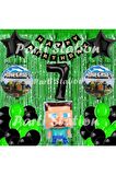 Minecraft Balon Set 7 Yaş Minecraft Oyun Yeşil Konsept Doğum Günü Parti Balon Set