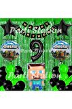 Minecraft Balon Set 9 Yaş Minecraft Oyun Yeşil Konsept Doğum Günü Parti Balon Set