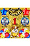 Paw Patrol Balon Set 1 Yaş Paw Petrol Rubble Kırmızı Konsept Doğum Günü Parti Folyo Balon Seti