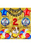 Paw Patrol Balon Set 2 Yaş Paw Petrol Rubble Kırmızı Konsept Doğum Günü Parti Folyo Balon Seti