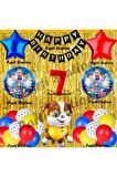 Paw Patrol Balon Set 7 Yaş Paw Petrol Rubble Kırmızı Konsept Doğum Günü Parti Folyo Balon Seti