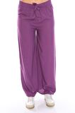 Kadın Beli Lastikli Bol Paça Cotton Pamuklu Pantolon
