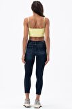 Kadın Normal Bel, Arka Yüksek Bel Full Likralı Slim Mom Jeans Dar Kesim Kot Pantolon