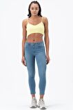 Kadın Normal Bel, Arka Yüksek Bel Full Likralı Slim Mom Jeans Dar Kesim Kot Pantolon