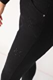 Kadın Yüksek Bel Taşlı Yıldızlı Likralı Kot Pantolon