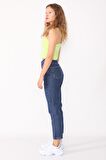 Kadın Yüksek Bel Mom Jeans Denim Kot Pantolon