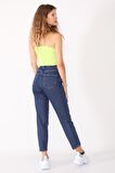 Kadın Yüksek Bel Mom Jeans Denim Kot Pantolon