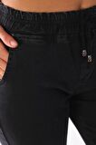 Kadın Likralı Beli Lastikli Kot Pantolon