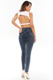 Kadın Yüksek Bel Full Likralı Skinny Kar Yıkama Dar Kesim Esnek Kot Pantolon