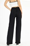 Kadın Siyah Yüksek Bel Bol Kesim Bol Paça Palazzo Wide Leg Kot Pantolon