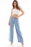 Kadın Yüksek Bel Bol Kesim Wide Leg Kot Pantolon