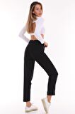Kadın Yüksek Bel Baskılı Parlak Taşlı Mom Jeans Kot Pantolon