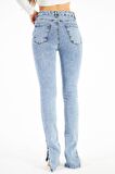 Kadın Yüksek Bel Likralı Slim Fit Kuşgözü Bağcıklı Paça Yırtmaçlı Esnek Kot Pantolon