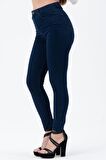 Kadın Lacivert Yüksek Bel Likralı Dar Kesim Slim Fit Kot Pantolon