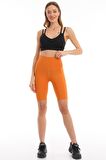 Kadın Yüksek Bel Dalgıç Kumaş Push Up Mat Toparlayıcı Esnek Biker Spor Kısa Şort Tayt