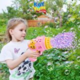 Duck Pilli Köpük Atan Tabanca Oyuncak 23 Delikli Bubble Gun Pembe