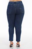 Kadın Büyük Beden Yüksek Bel Full Likralı Kar Yıkama Mom Jeans Kot Pantolon