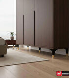 Puma 15 Cm Siyah-Altın 6'lı Set Mobilya Kanepe Tv ünitesi Dolap Konsol ve Destek Ayağı