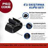 Silecek Koluna 6'lı Sıkıştırma Klipsi Seti: Peugeot 3008, 5008 ve Citroën C5 Aircross, DS7 uyumlu