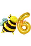 Bee Arı Konsept 6 Yaş Balon Set Arı Balon ve Gold Rakam Balon Doğum Günü Balon Set