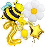 Bee Arı ve Papatya Konsept 2 Yaş Balon Set Bee Arı ve Papatya Tema Parti Doğum Günü Parti Balon Set