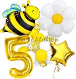 Bee Arı ve Papatya Konsept 5 Yaş Balon Set Bee Arı ve Papatya Tema Parti Doğum Günü Parti Balon Set