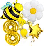 Bee Arı ve Papatya Konsept 8 Yaş Balon Set Bee Arı ve Papatya Tema Parti Doğum Günü Parti Balon Set
